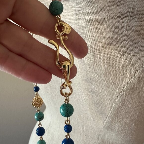 Talbots Semiprecious Long Layering Multi Stone Necklace Gold Tone 33.5" Artsy - Picture 6 of 7